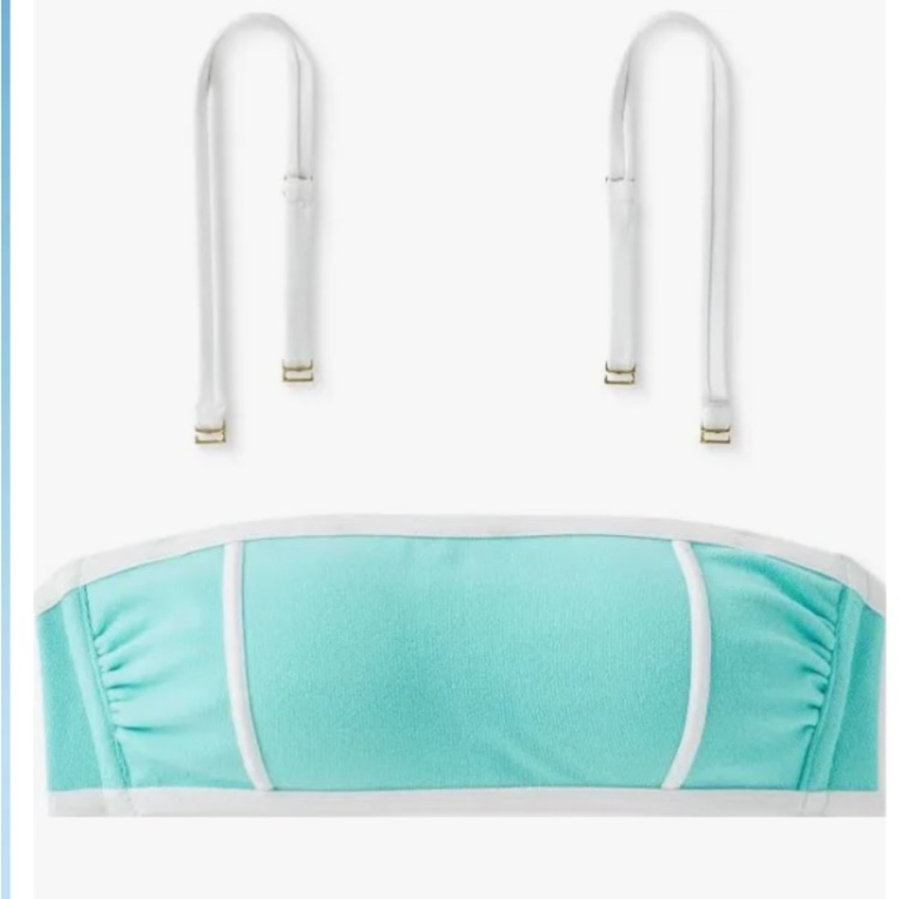 Kona Sol Teal and White Bikini Top - Picture 3 of 4